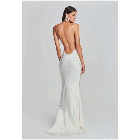 Retrofete Eve Dress in Ivory Size Medium Maxi Open Back Cowl Neckline NWT Bridal - Picture 2 of 15